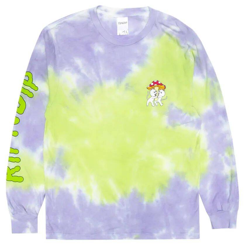 RIPNDIP Sharing is Caring Long Sleeve T Shirt - Neon & Lavender Tie Dye