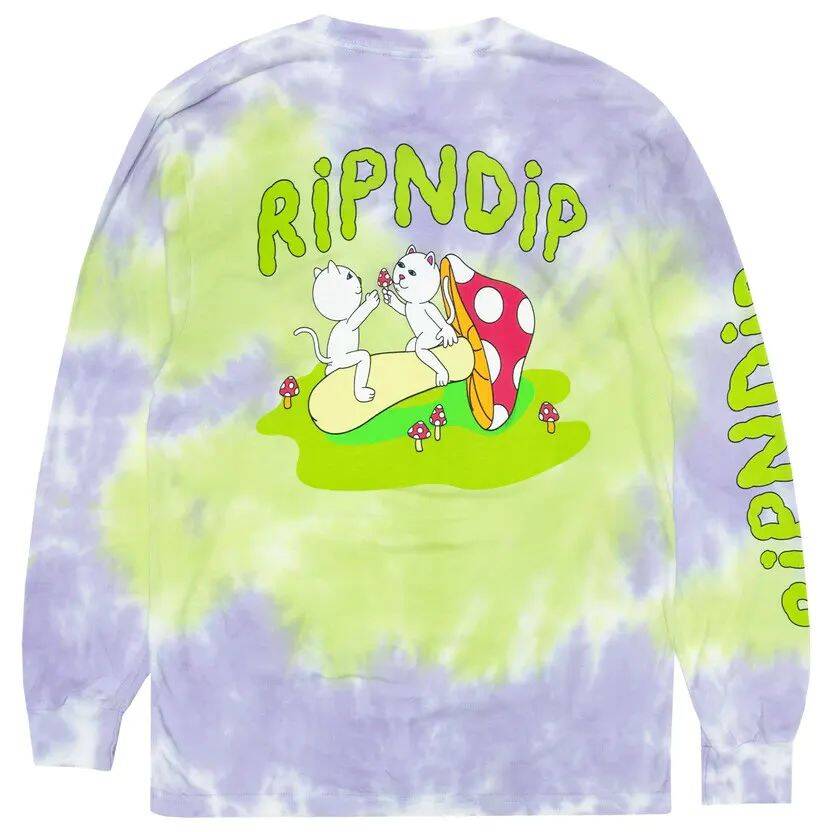 RIPNDIP Sharing is Caring Long Sleeve T Shirt - Neon & Lavender Tie Dye
