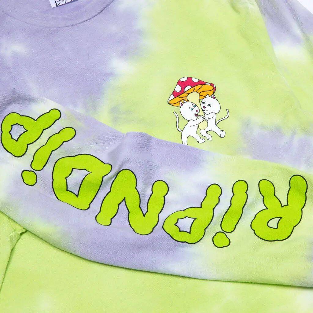 RIPNDIP Sharing is Caring Long Sleeve T Shirt - Neon & Lavender Tie Dye