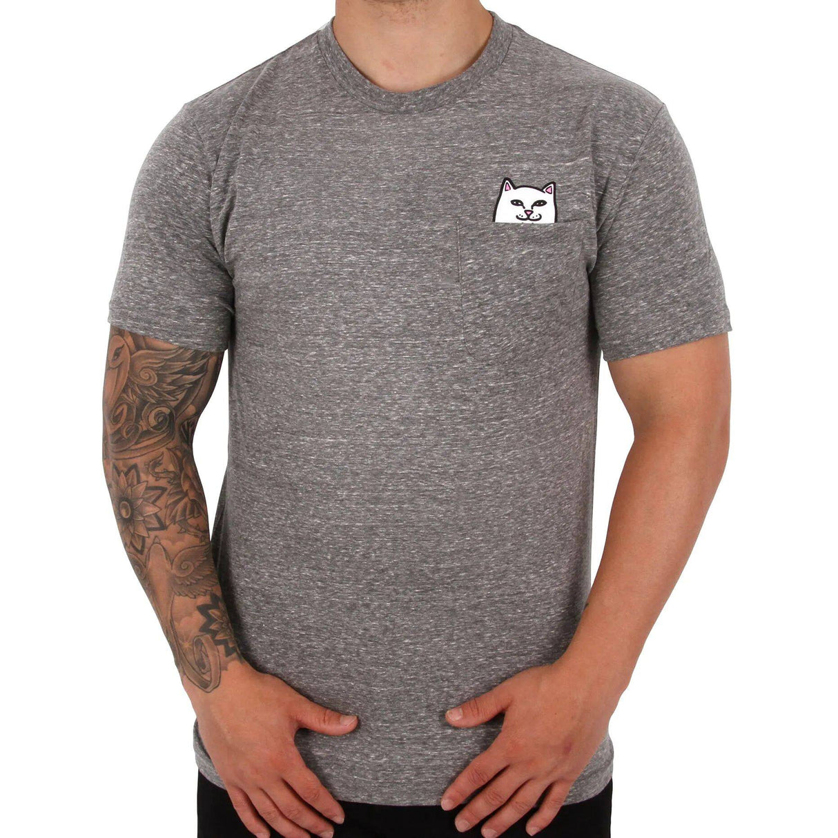 RIPNDIP Lord Nermal Pocket T Shirt - Heather Grey