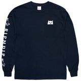 RIPNDIP Lord Nermal Long Sleeve T Shirt - Navy MED