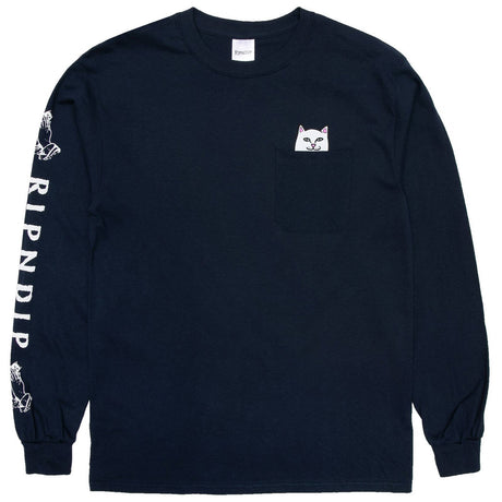 RIPNDIP Lord Nermal Long Sleeve T Shirt - Navy MED