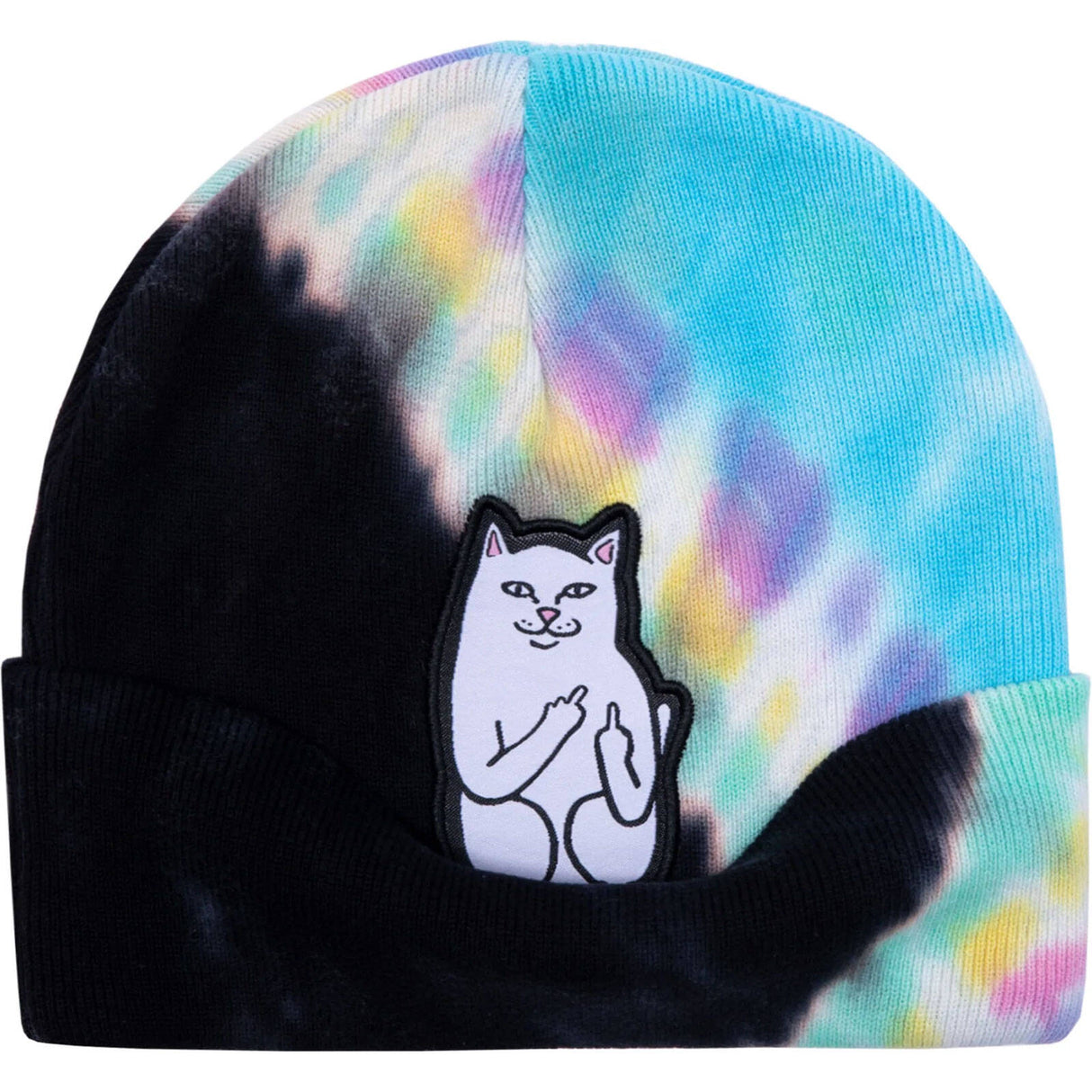 RIPNDIP Lord Nermal Beanie - Black/Rainbow Tie Dye