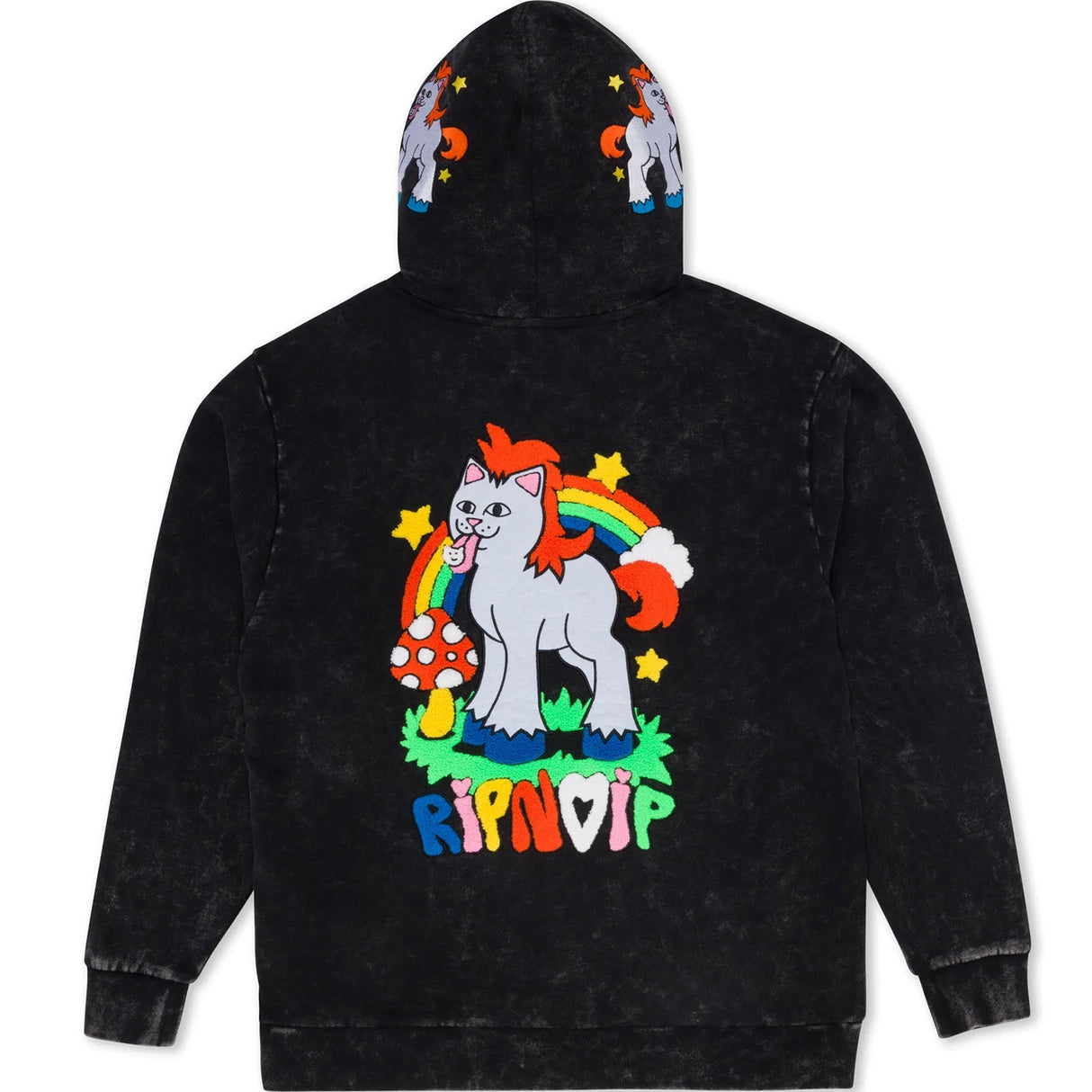 RIPNDIP Taste The Rainbow Hoodie - Black Mineral Wash