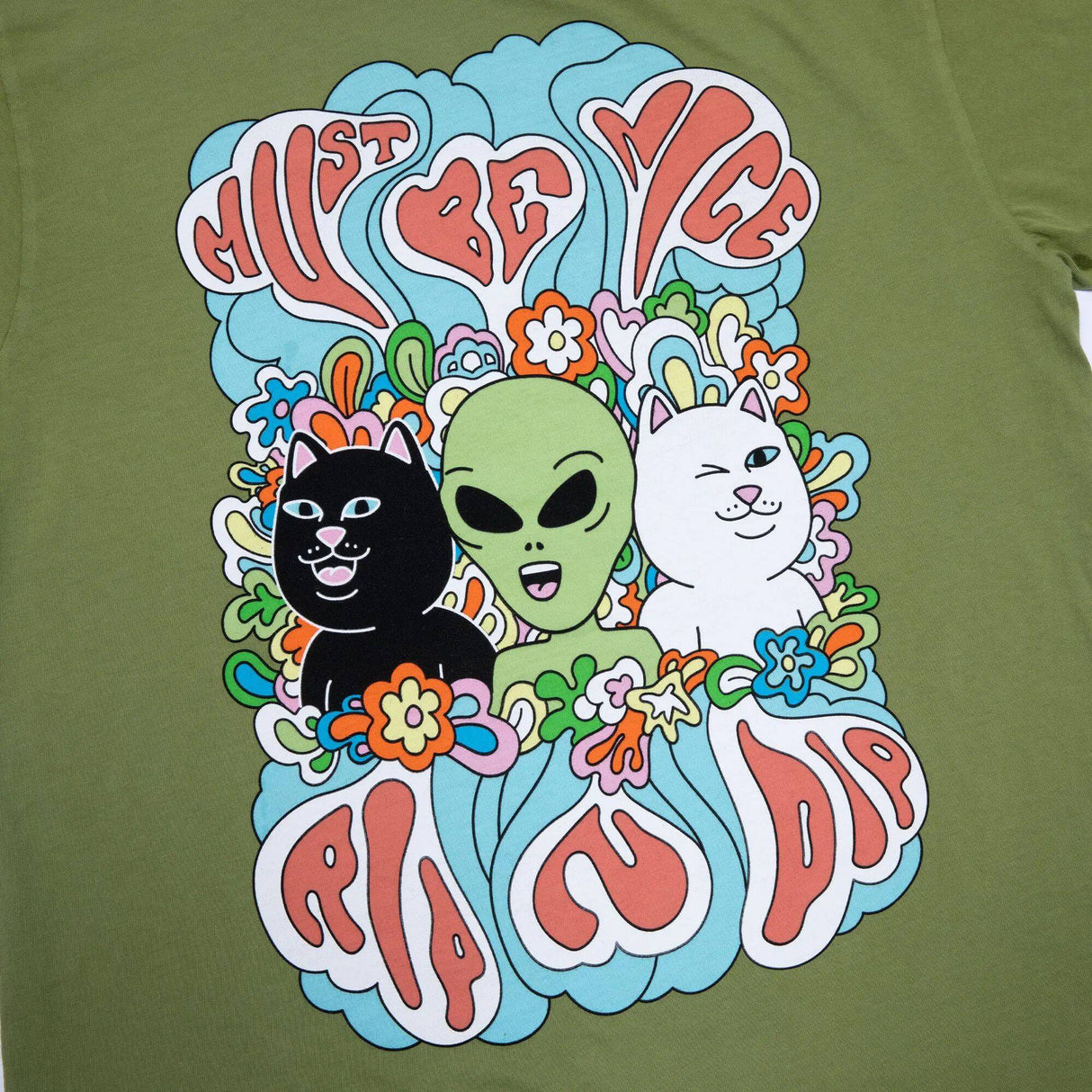 RIPNDIP Flower Child T Shirt - Dirty Olive