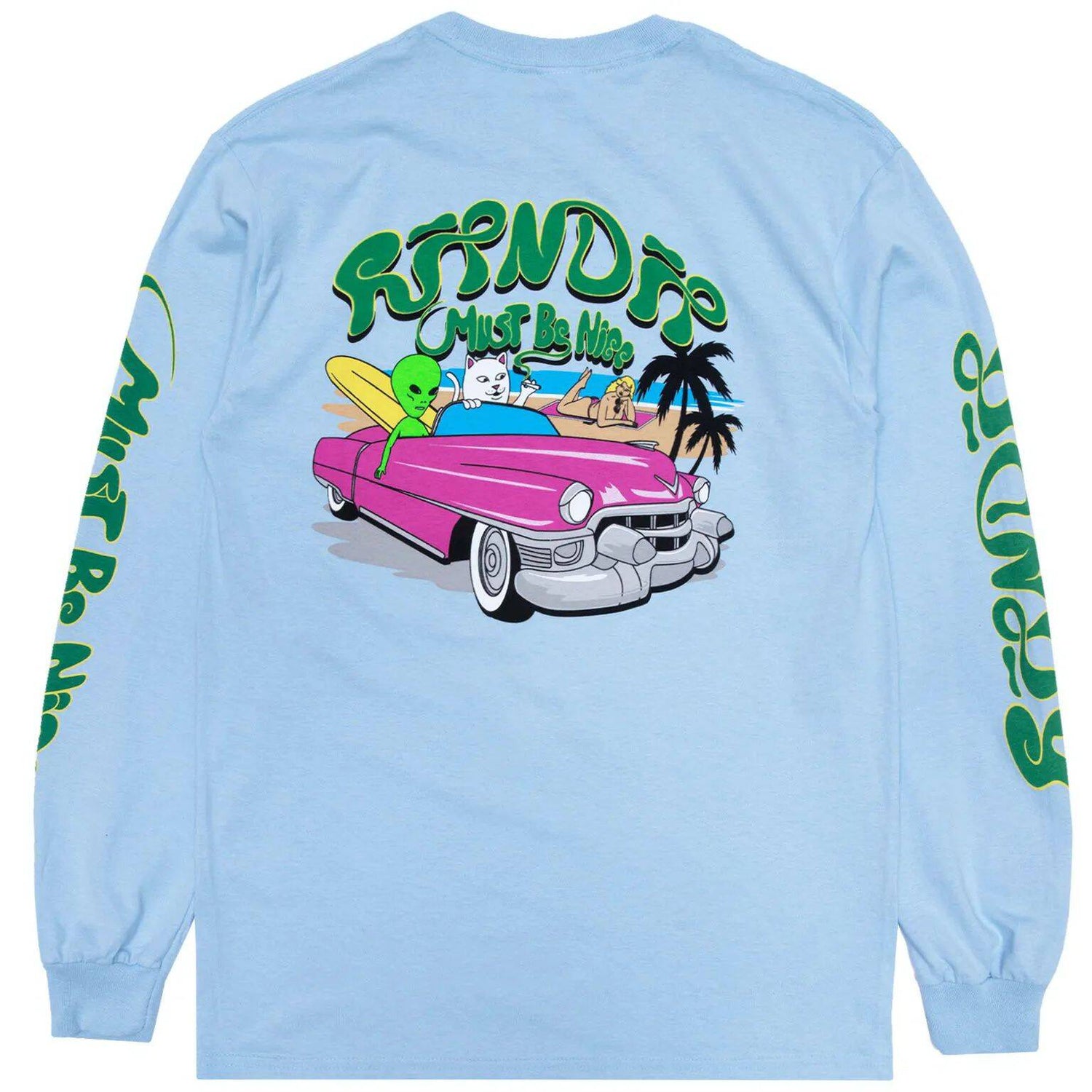 RIPNDIP Nermrider Beach Long Sleeve T Shirt - Baby Blue
