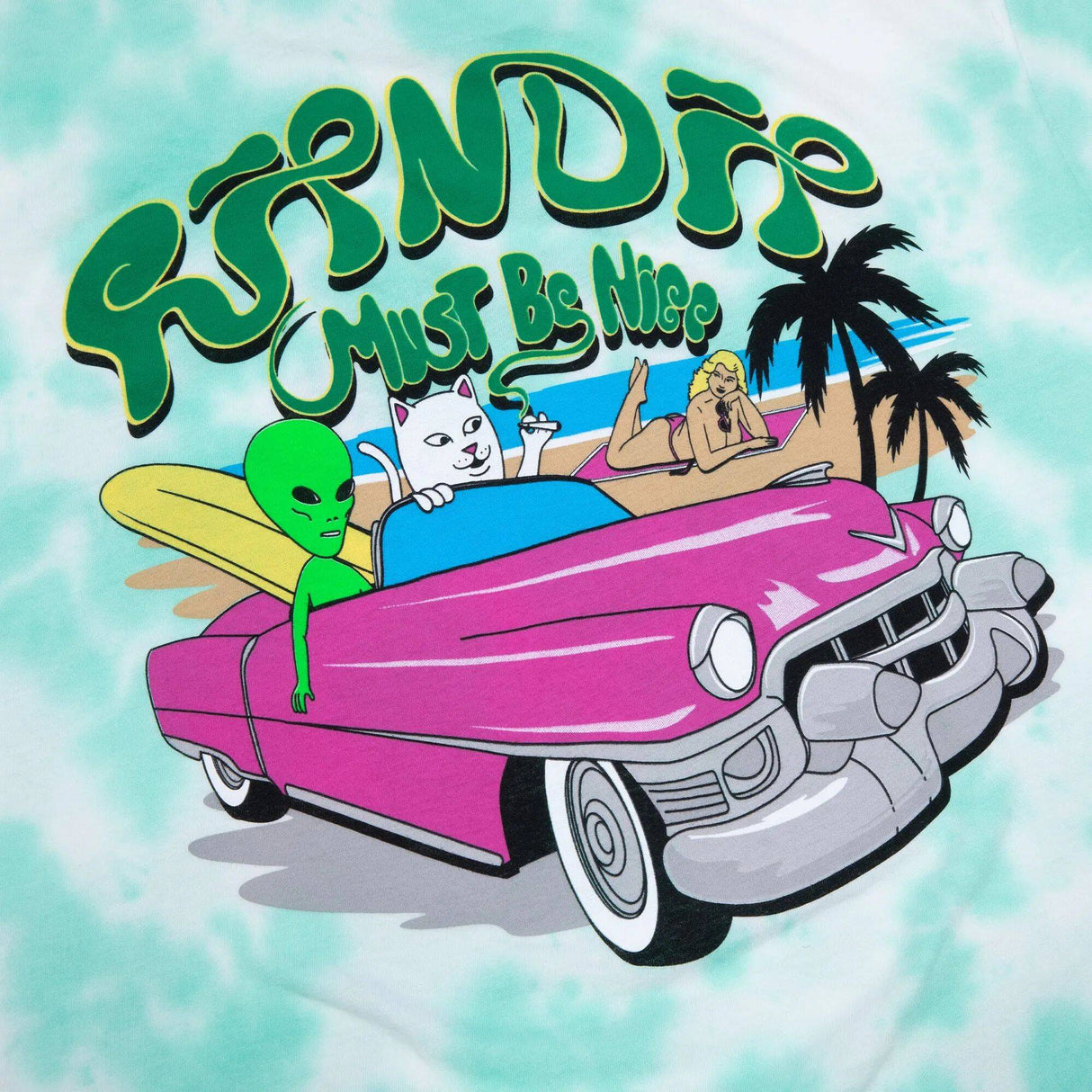RIPNDIP Nermrider Beach T Shirt - Mint Cloud Wash