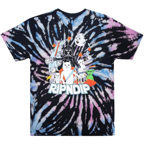 RIPNDIP Far Far Away T Shirt - Black/Pink/Blue Spiral Dye