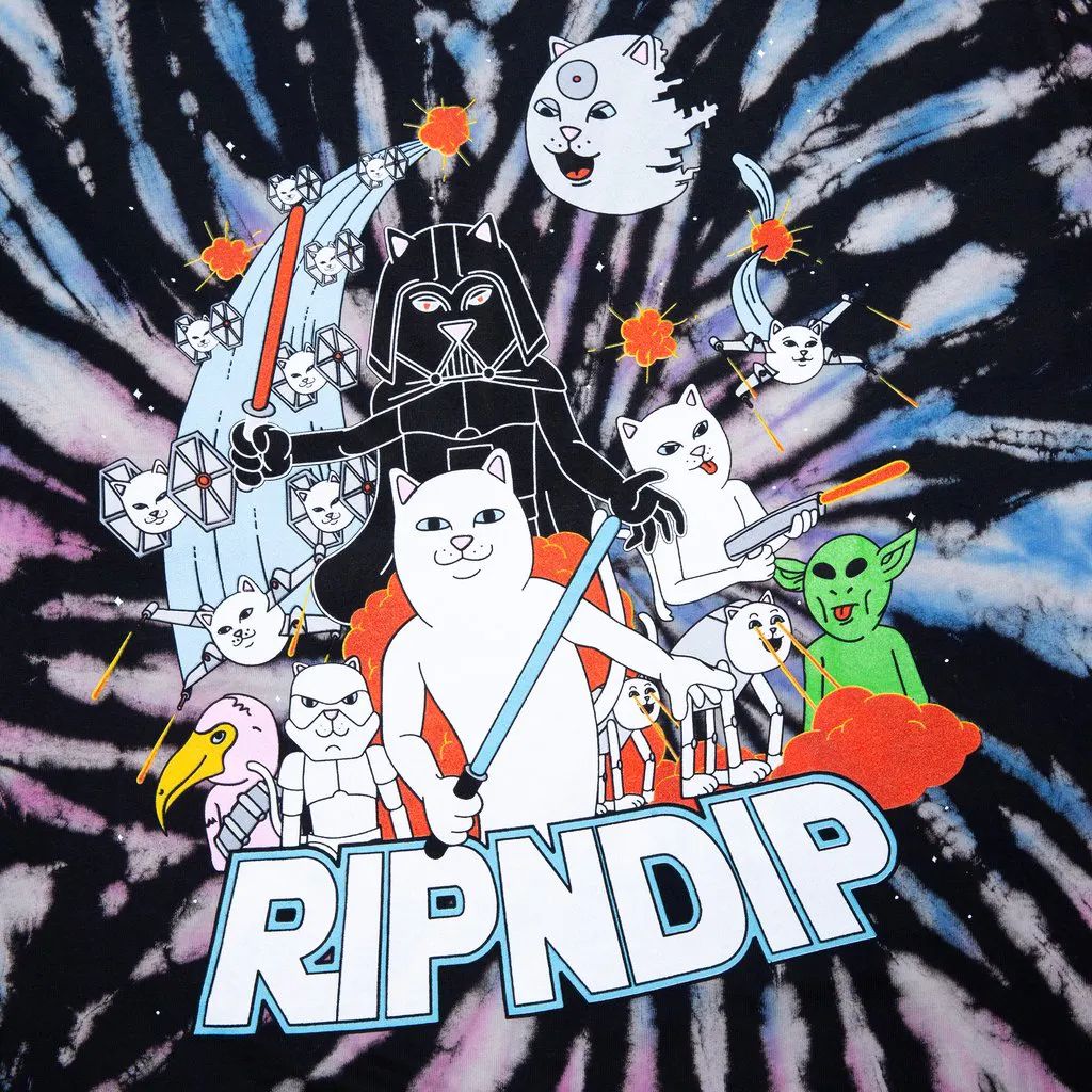 RIPNDIP Far Far Away T Shirt - Black/Pink/Blue Spiral Dye