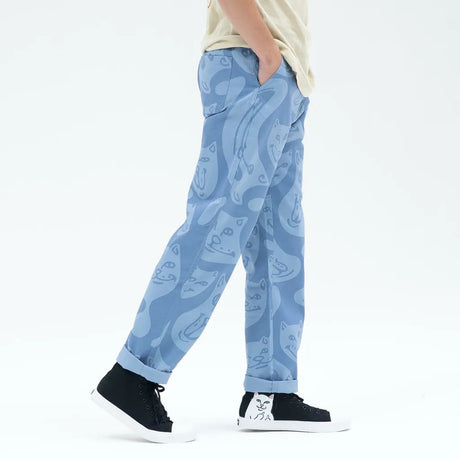 RIPNDIP Many Faces Cotton Twill Pants - Slate