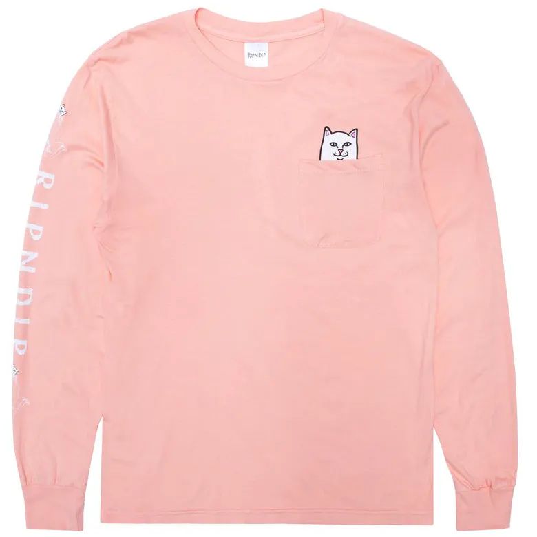 RIPNDIP Lord Nermal Long Sleeve Pocket T Shirt - Dusty Rose