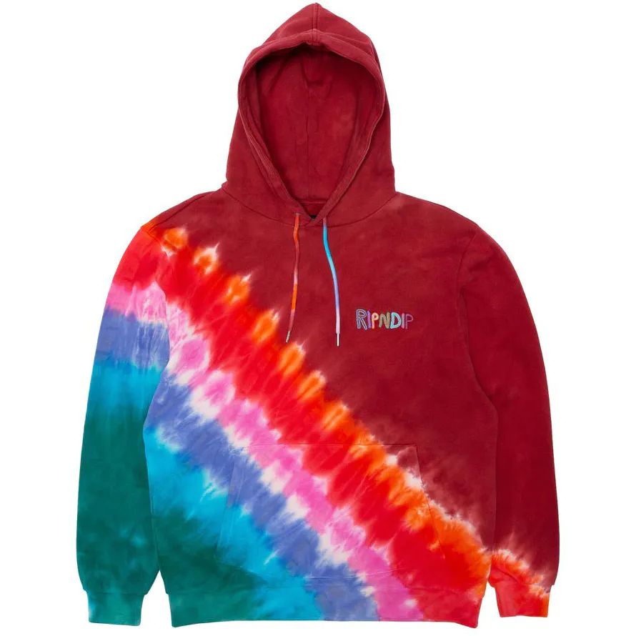 RIPNDIP OG Prisma Embroidered Hoodie - Red Tie Dye