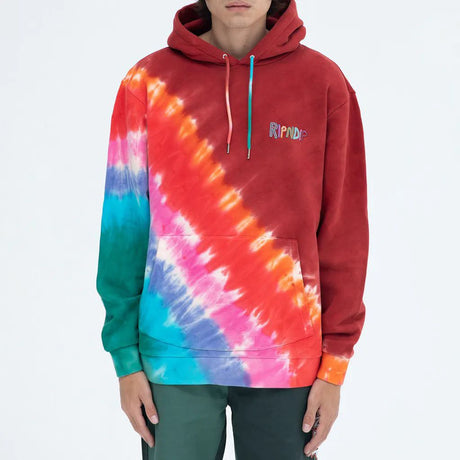 RIPNDIP OG Prisma Embroidered Hoodie - Red Tie Dye