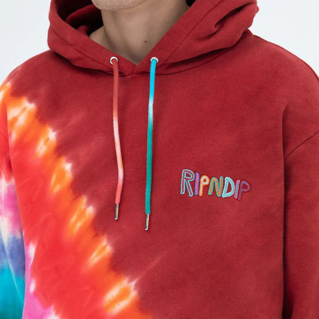 RIPNDIP OG Prisma Embroidered Hoodie - Red Tie Dye