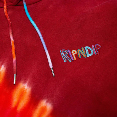 RIPNDIP OG Prisma Embroidered Hoodie - Red Tie Dye