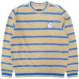 RIPNDIP Peek A Nerm Embroidered Brushed Fleece Crew Neck - Natural/Blue