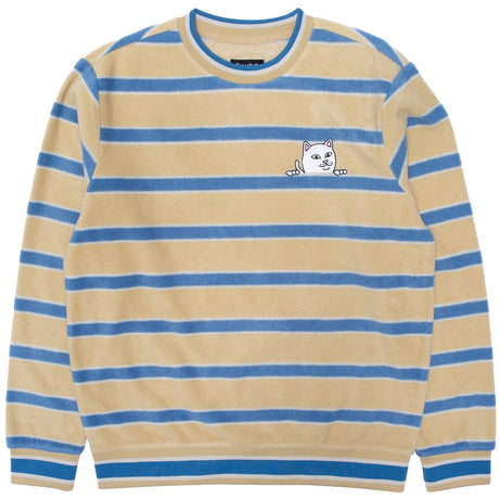 RIPNDIP Peek A Nerm Embroidered Brushed Fleece Crew Neck - Natural/Blue
