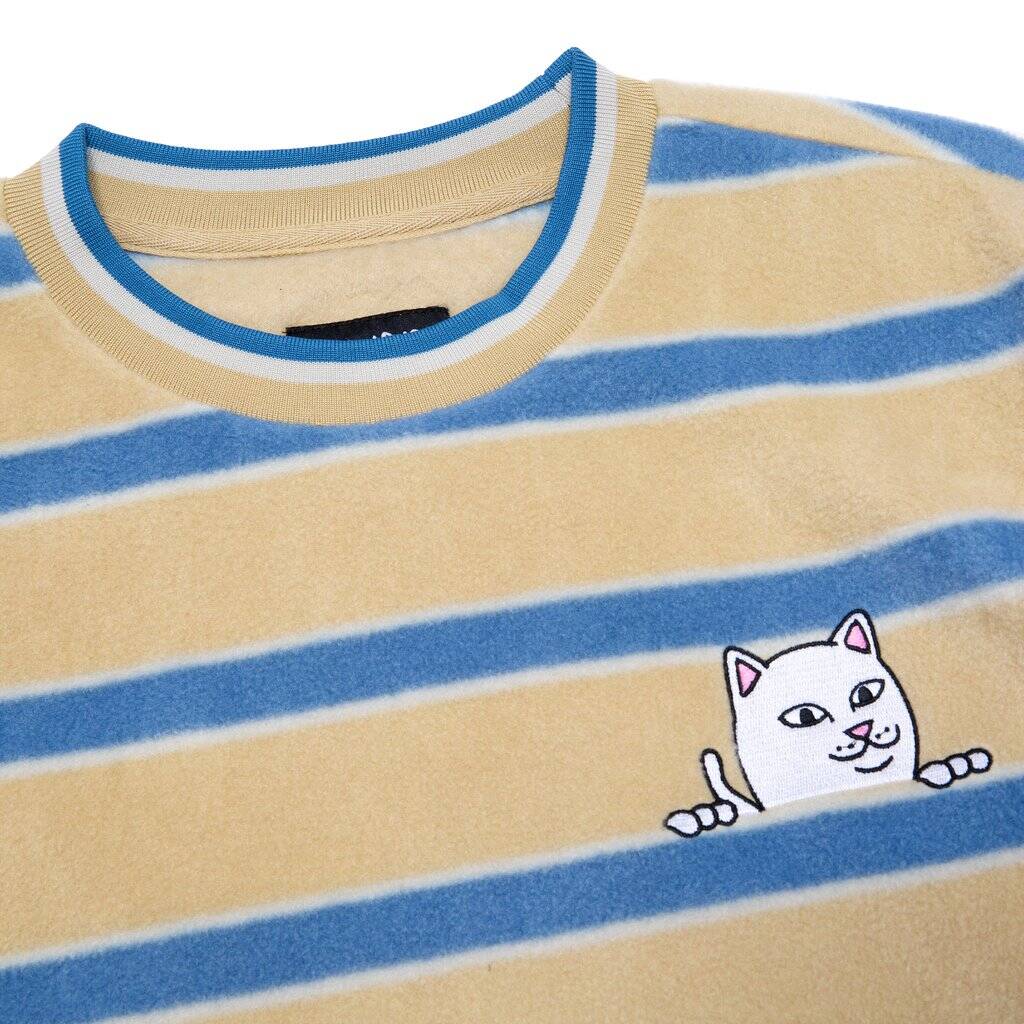 RIPNDIP Peek A Nerm Embroidered Brushed Fleece Crew Neck - Natural/Blue
