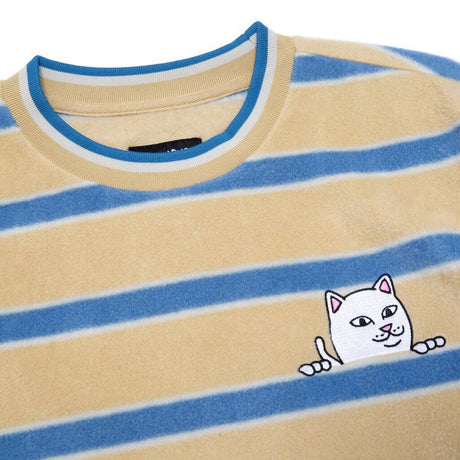 RIPNDIP Peek A Nerm Embroidered Brushed Fleece Crew Neck - Natural/Blue