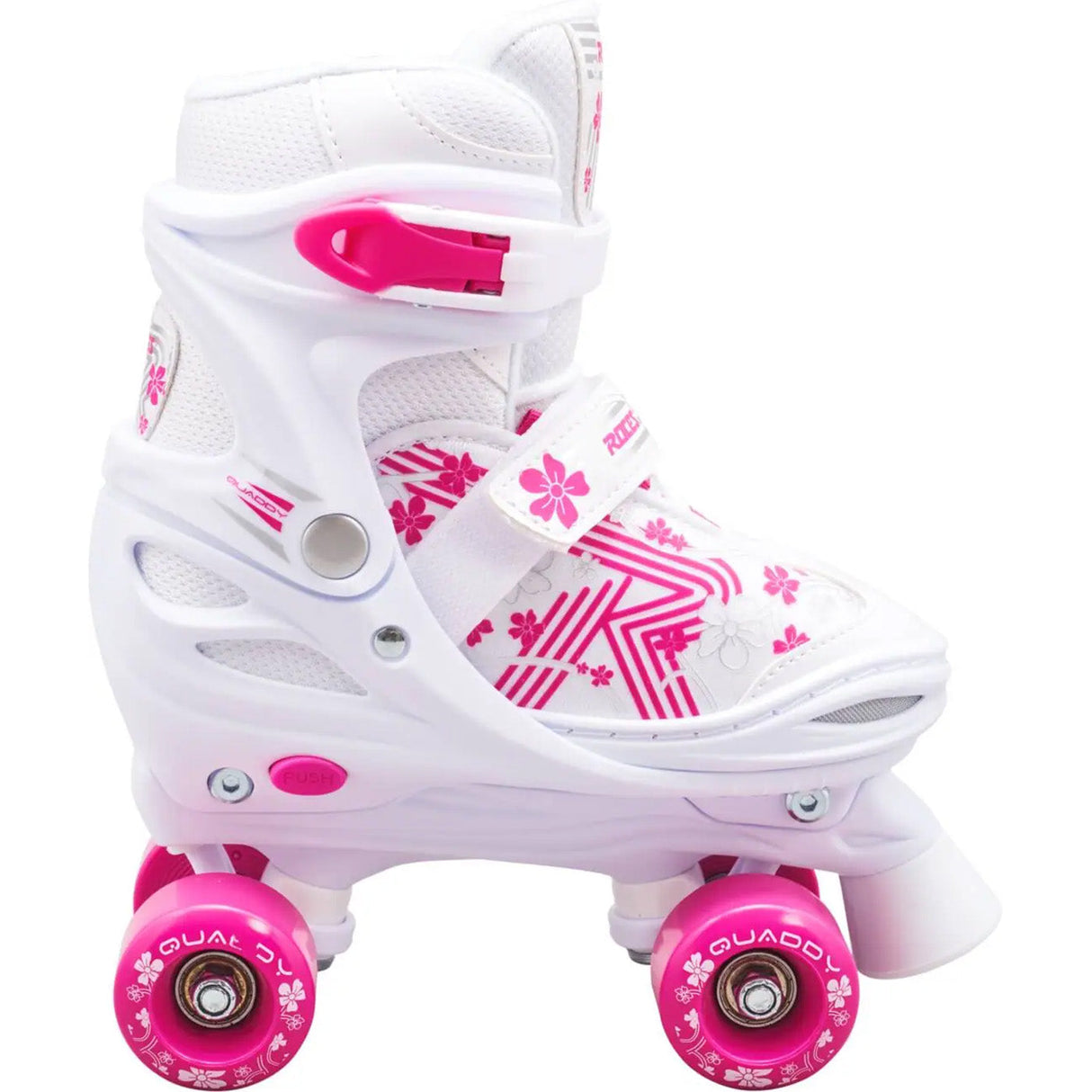 Roces Quaddy 3.0 Adjustable Roller Skates - White/Pink