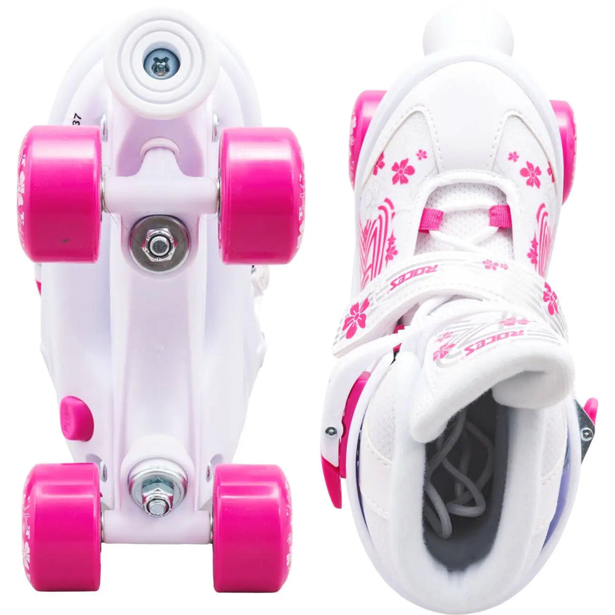 Roces Quaddy 3.0 Adjustable Roller Skates - White/Pink