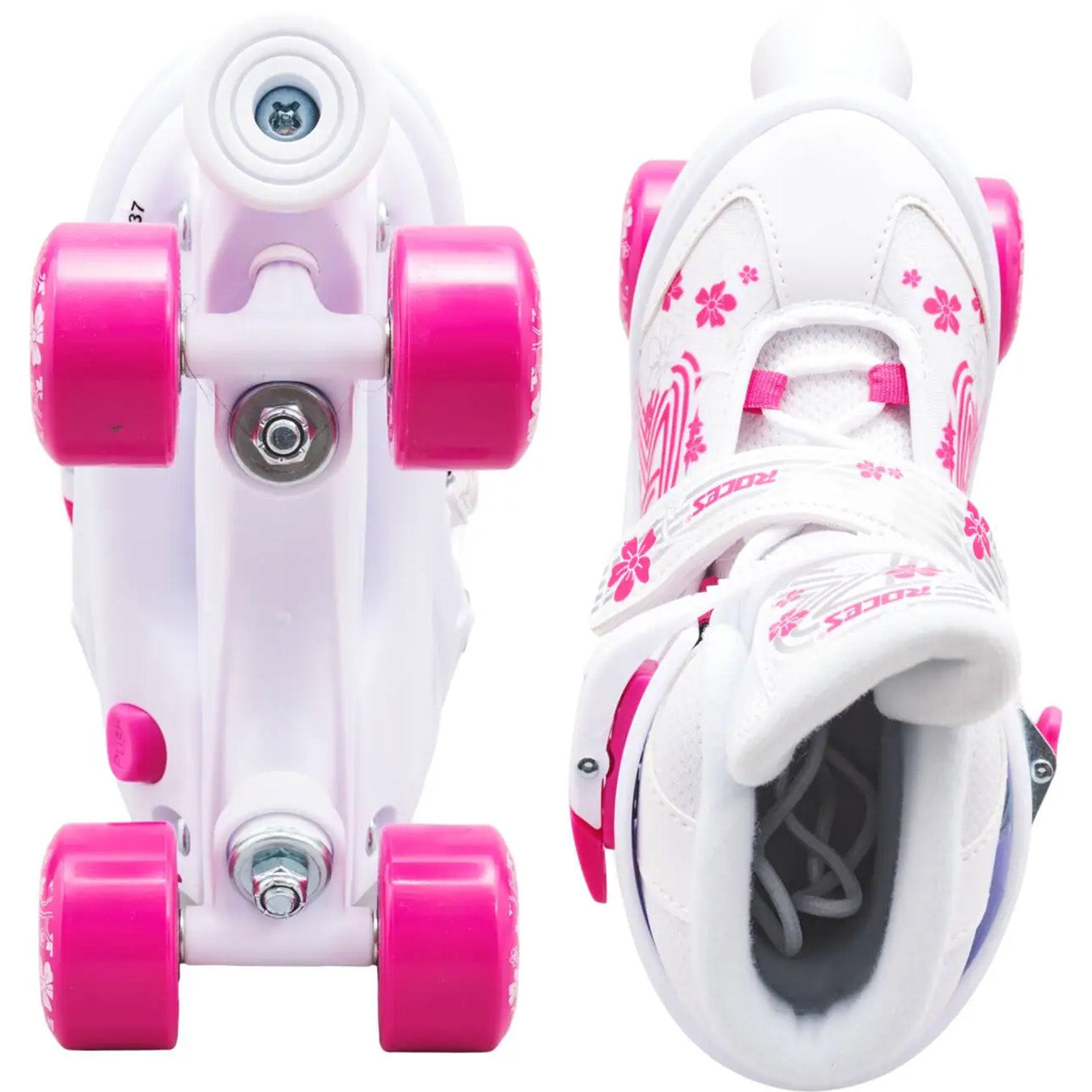 Roces Quaddy 3.0 Adjustable Roller Skates - White/Pink