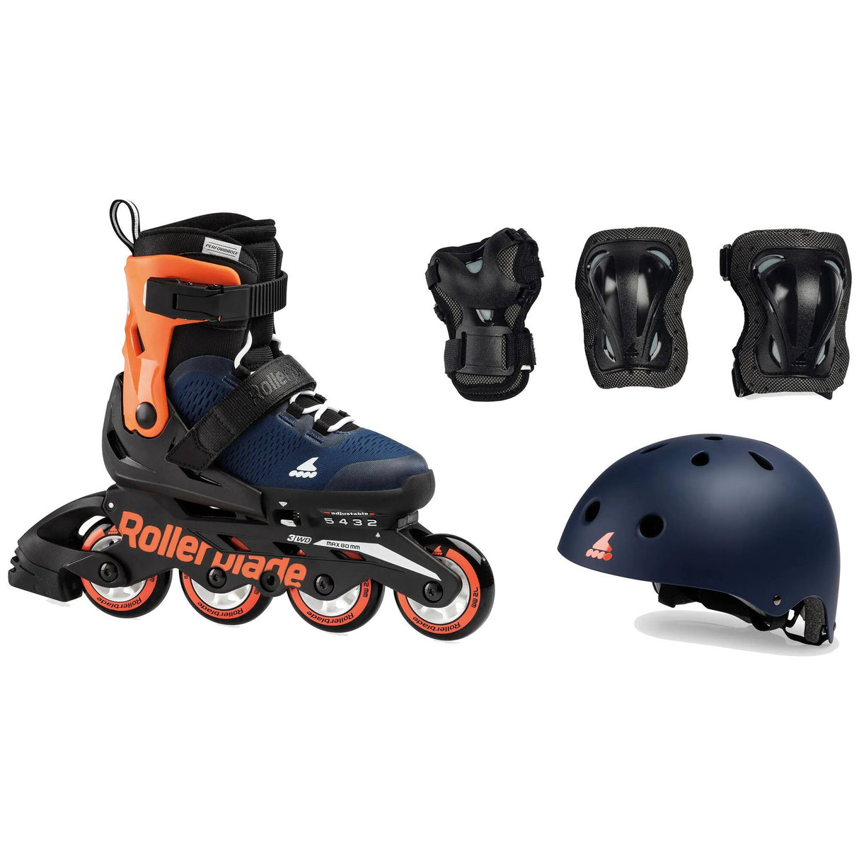 Rollerblade 19 Cube Inline Skate Bundle - Blue/Orange