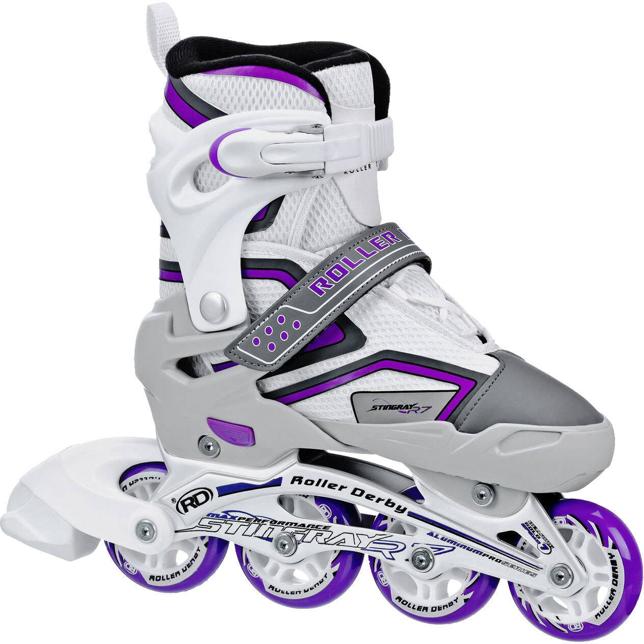 Roller Derby Stingray R7 Adjustable Inline Skates - White/Lilac