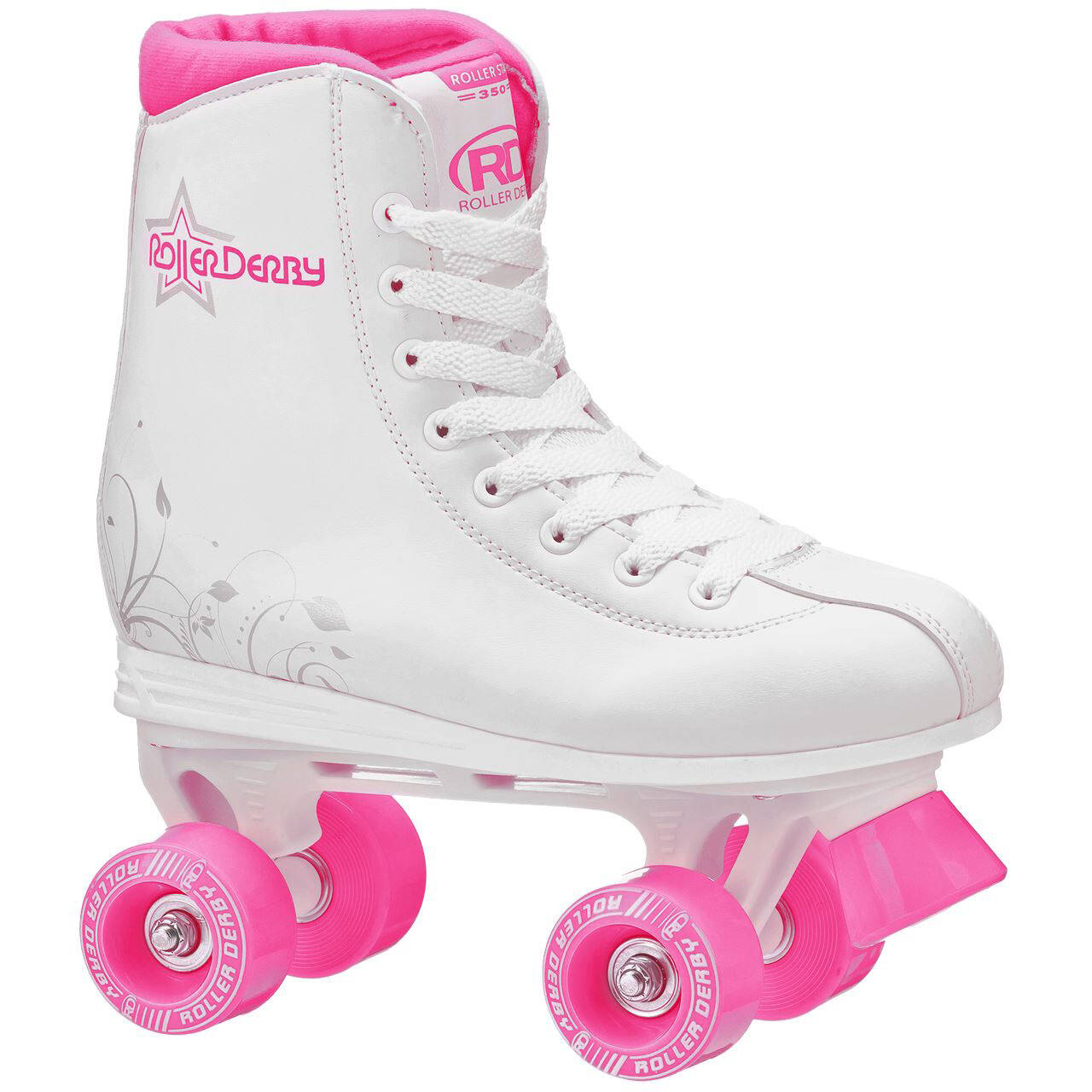 Roller Derby Roller Star 350 Quad Roller Skates - White/Pink UK 2