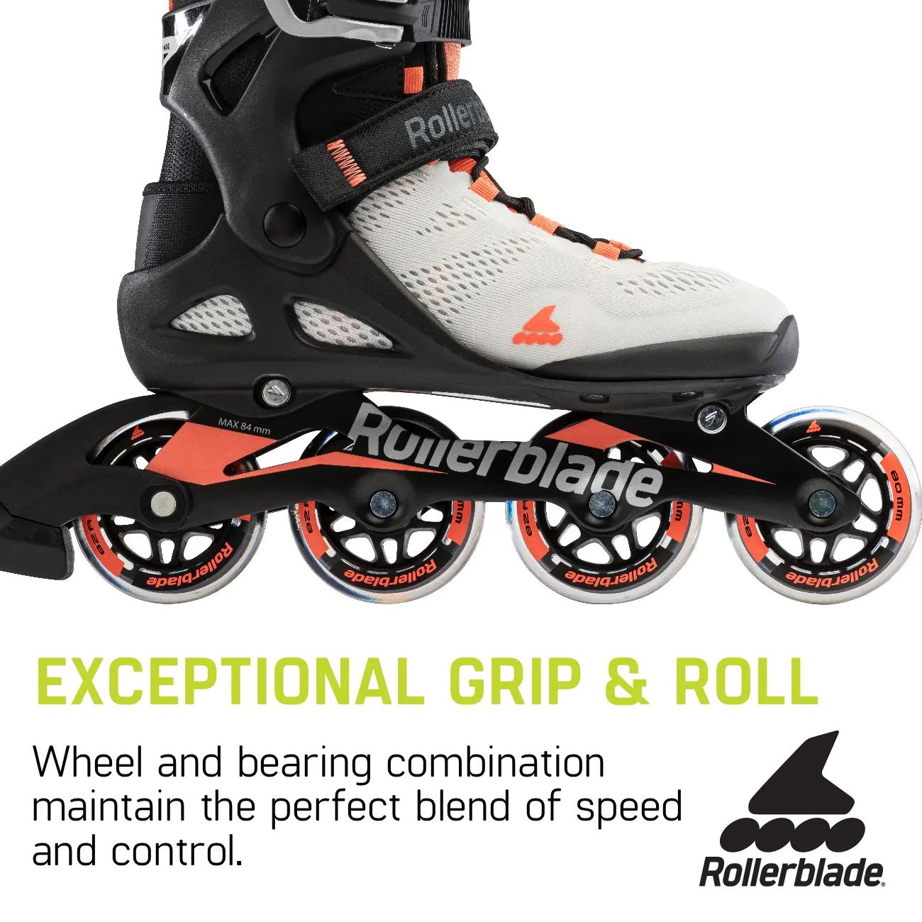 Rollerblade Macroblade 80 Fitness Skates - Glacier Grey/Coral