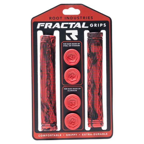 Root Industries Fractal Scooter Bar Grips - Red/Black