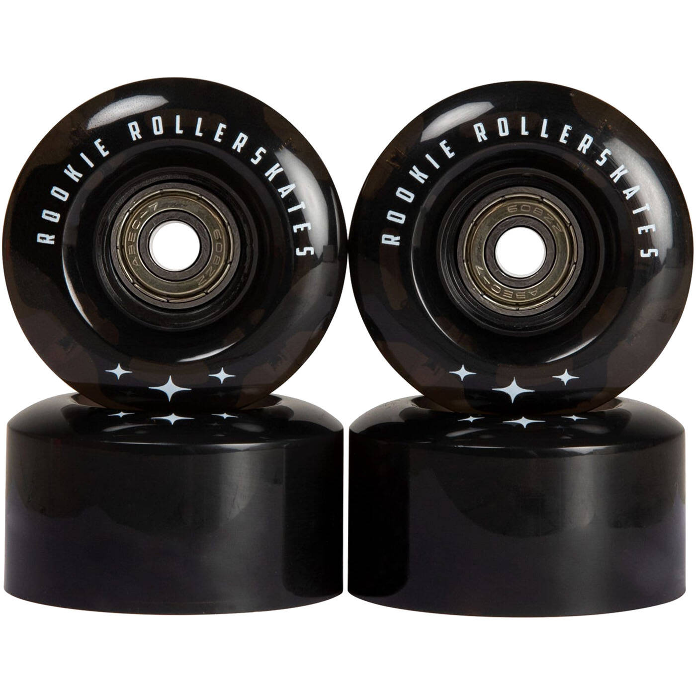 Rookie LED Flash Quad Roller Skate Wheels 58mm - Clear Black