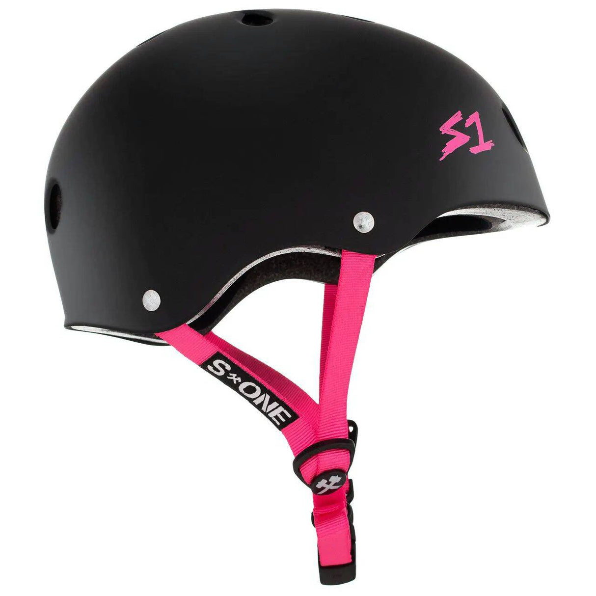 S1 Lifer Multi Impact Helmet - Black Matt/Pink Strap
