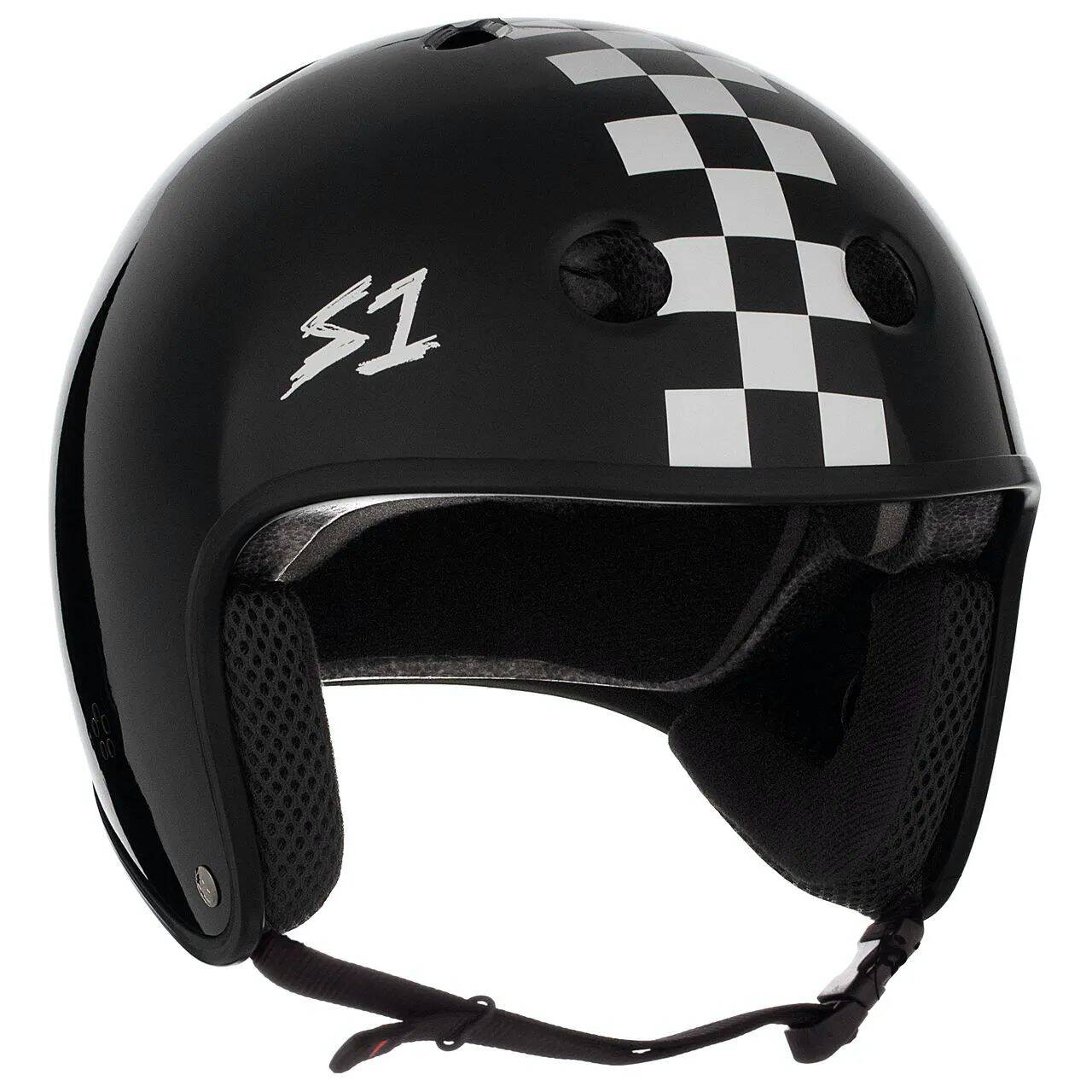 S1 Retro Lifer Helmet - Black Gloss White Checker