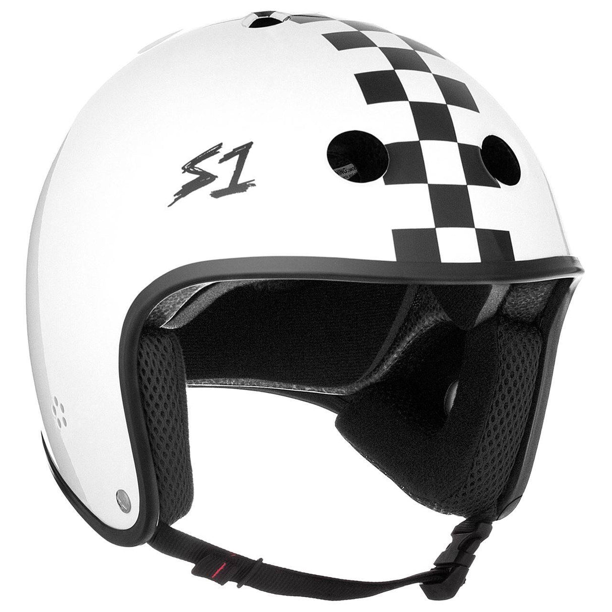 S1 Retro Lifer Helmet - White Gloss Black Checker LRG