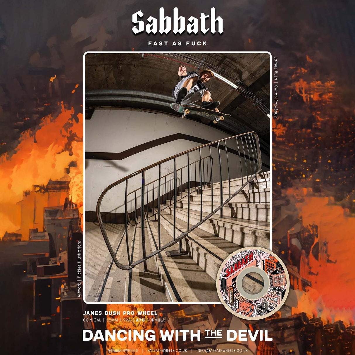 Sabbath Wheels Sin City James Bush Pro Skateboard Wheels 52mm