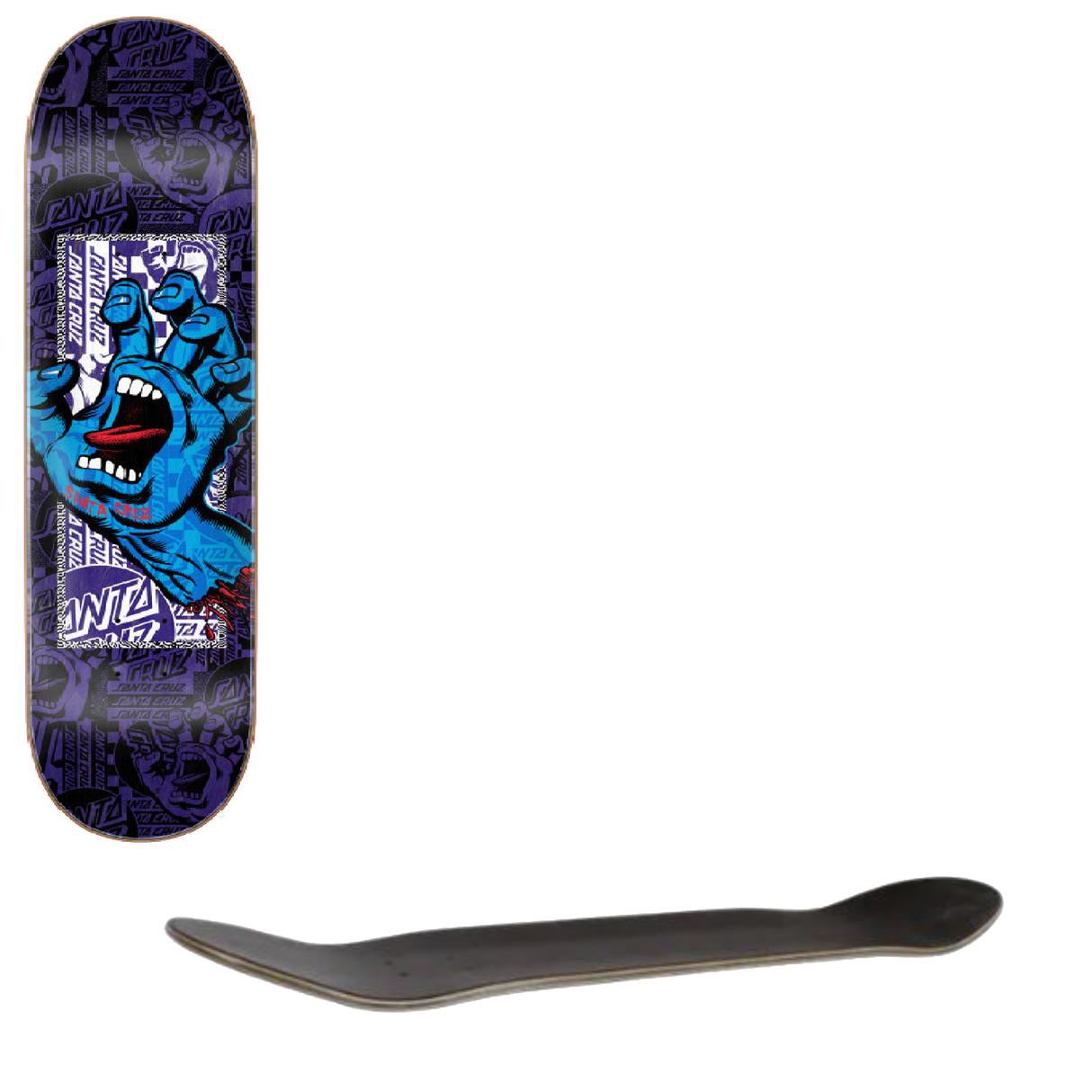 Santa Cruz Flier Collage Hand Skateboard Deck - Black/Blue 7.75"