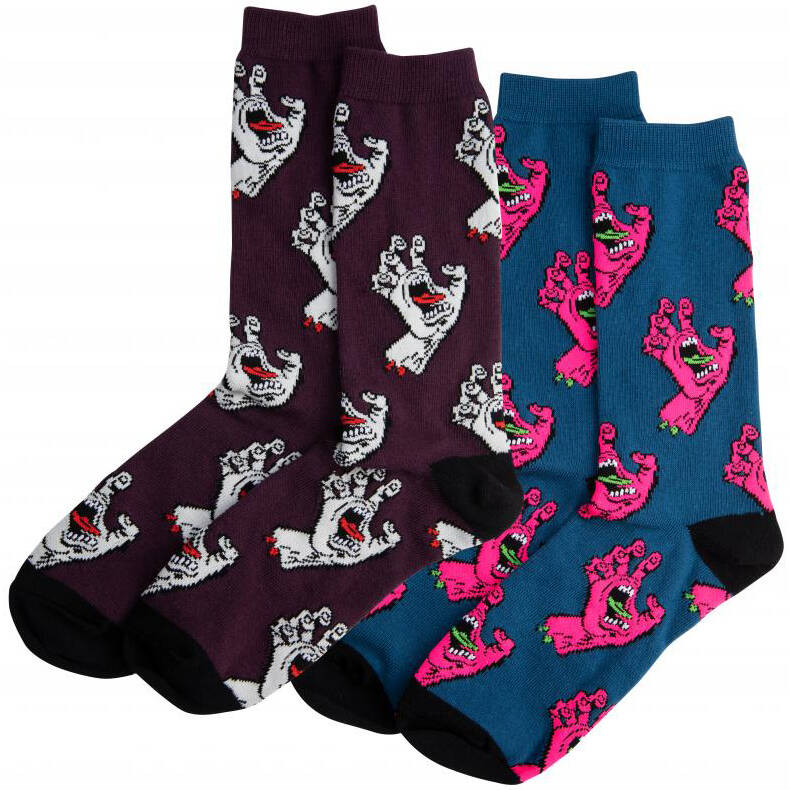 Santa Cruz Multi Hand (2Pk) Socks - Cool Blue/Damson