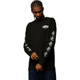 Santa Cruz Long Sleeve Global Flame Dot Mono T Shirt - Black