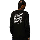 Santa Cruz Long Sleeve Global Flame Dot Mono T Shirt - Black