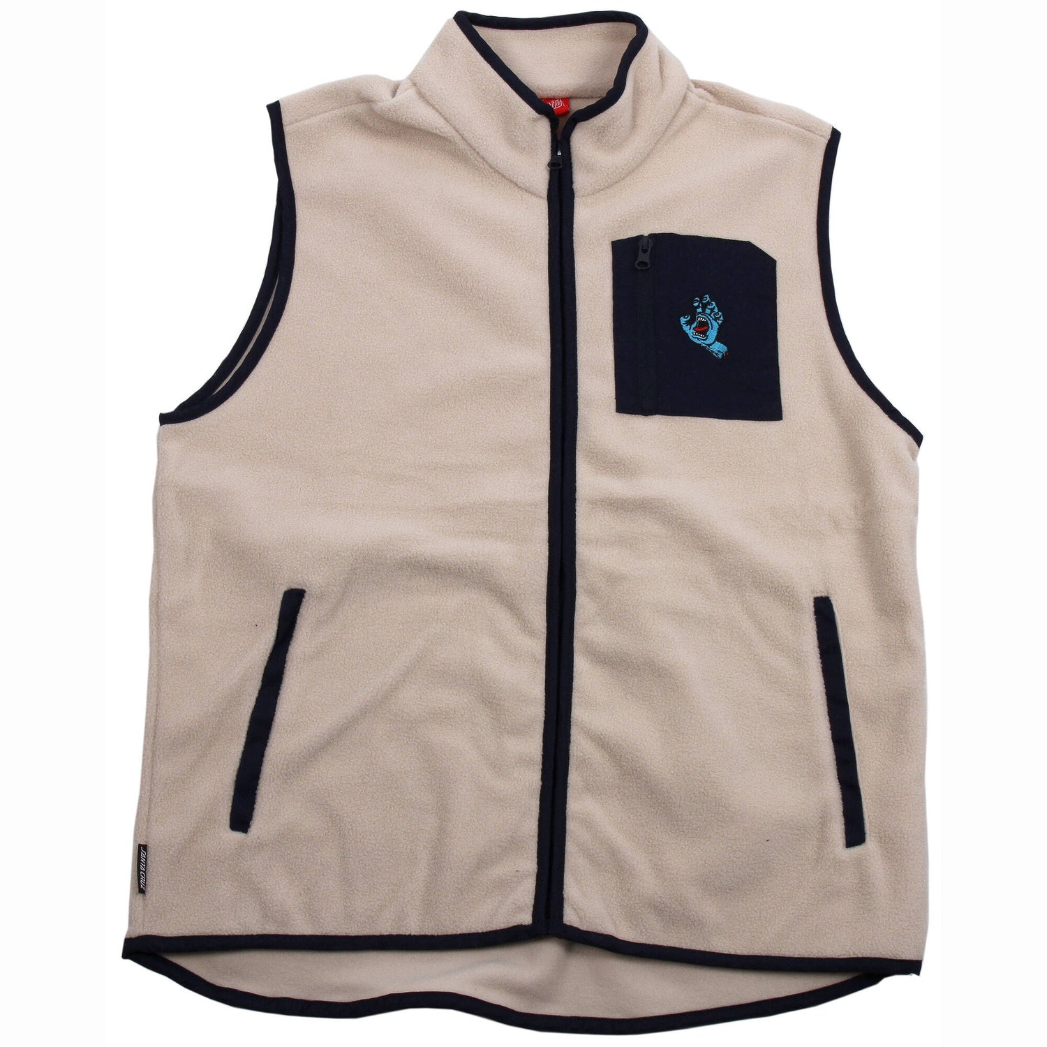 Santa Cruz Hand Polar Fleece Vest Jacket - Off White MED