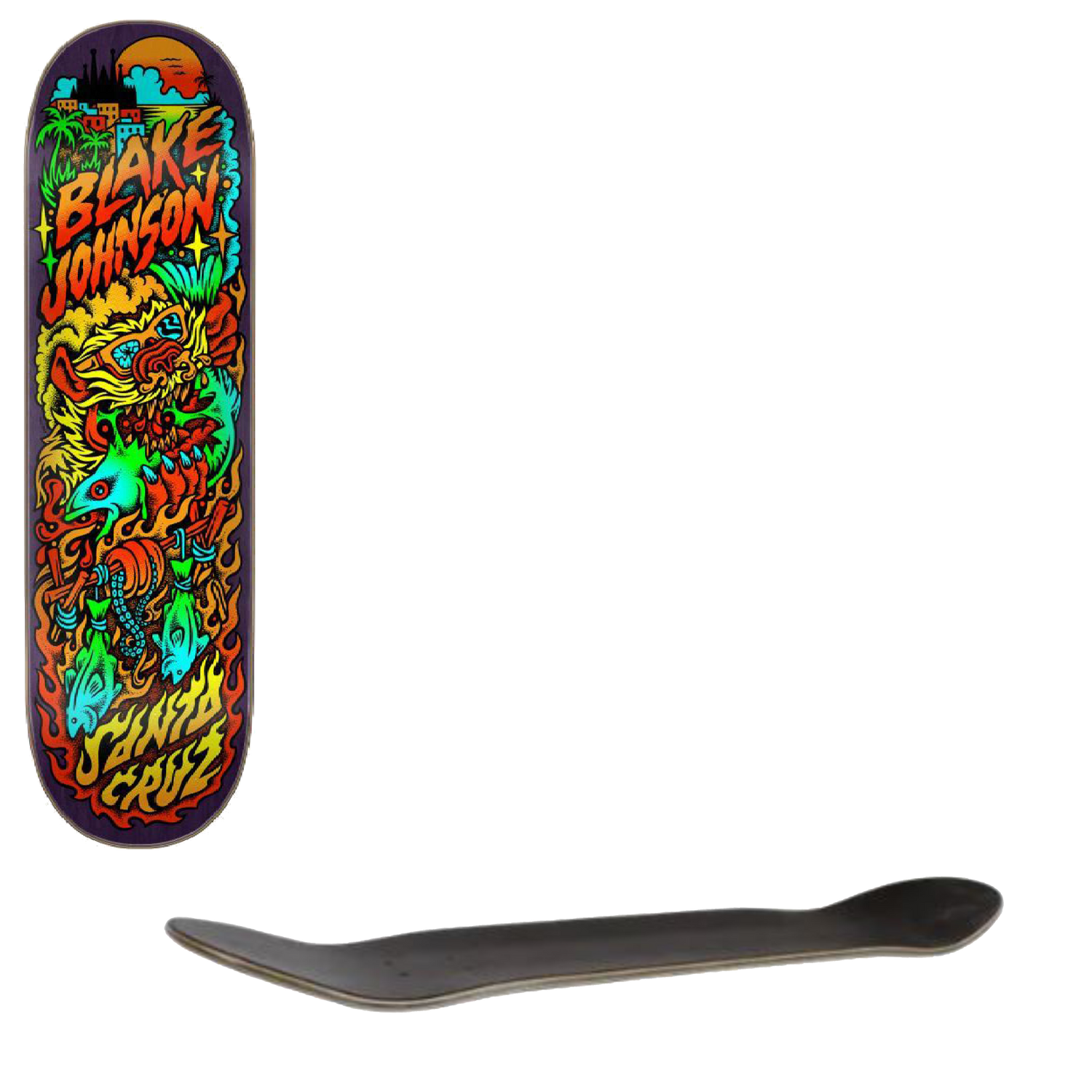 Santa Cruz Johnson Beach Wolf Two Skateboard Deck - 8.375"