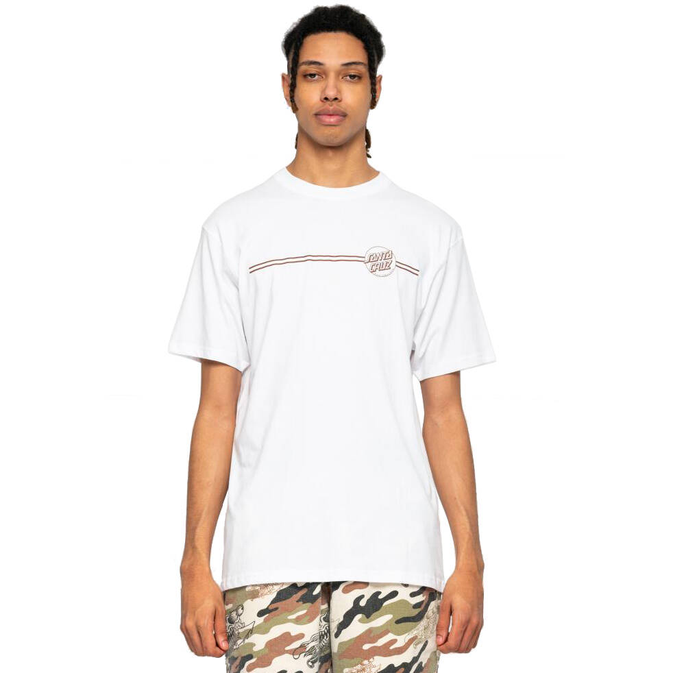 Santa Cruz Opus Dot Stripe T Shirt - White/Sepia