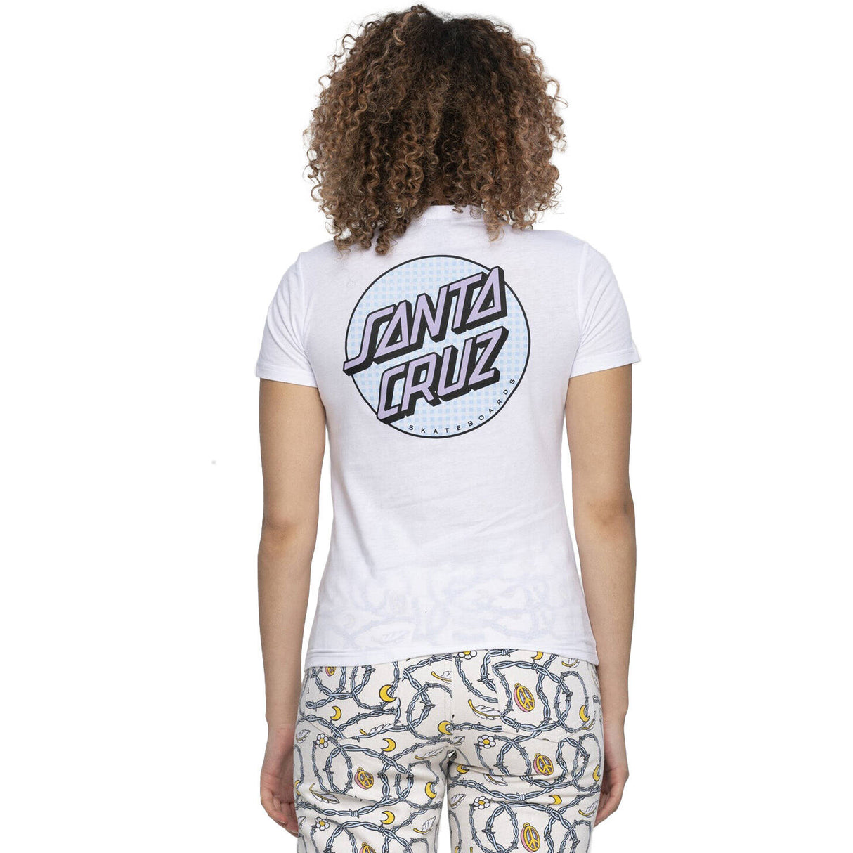 Santa Cruz Gingham Dot T Shirt - White