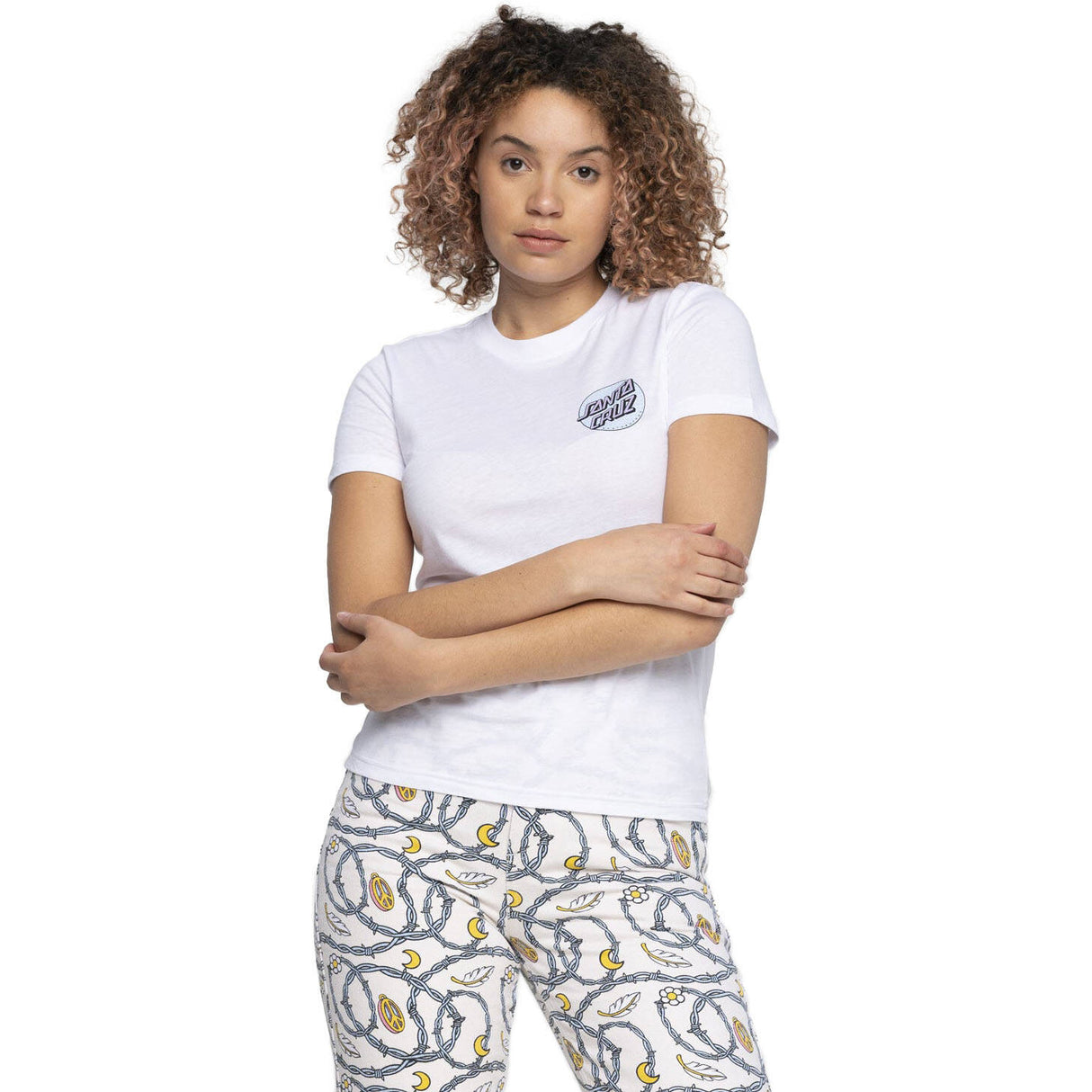 Santa Cruz Gingham Dot T Shirt - White