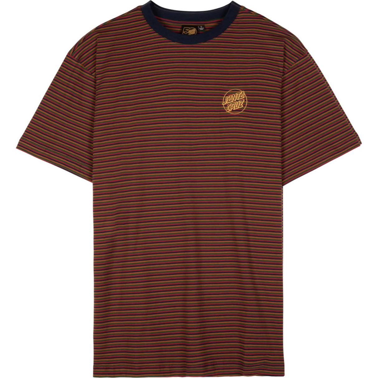 Santa Cruz 50th Opus Dot Chest T Shirt - Brown Stripe
