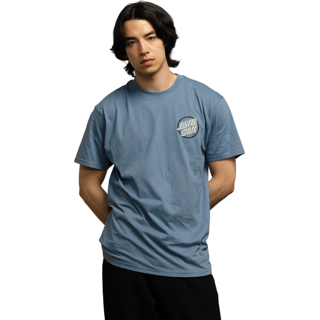 Santa Cruz Breaker Check Opus Dot T Shirt - Dusty Blue