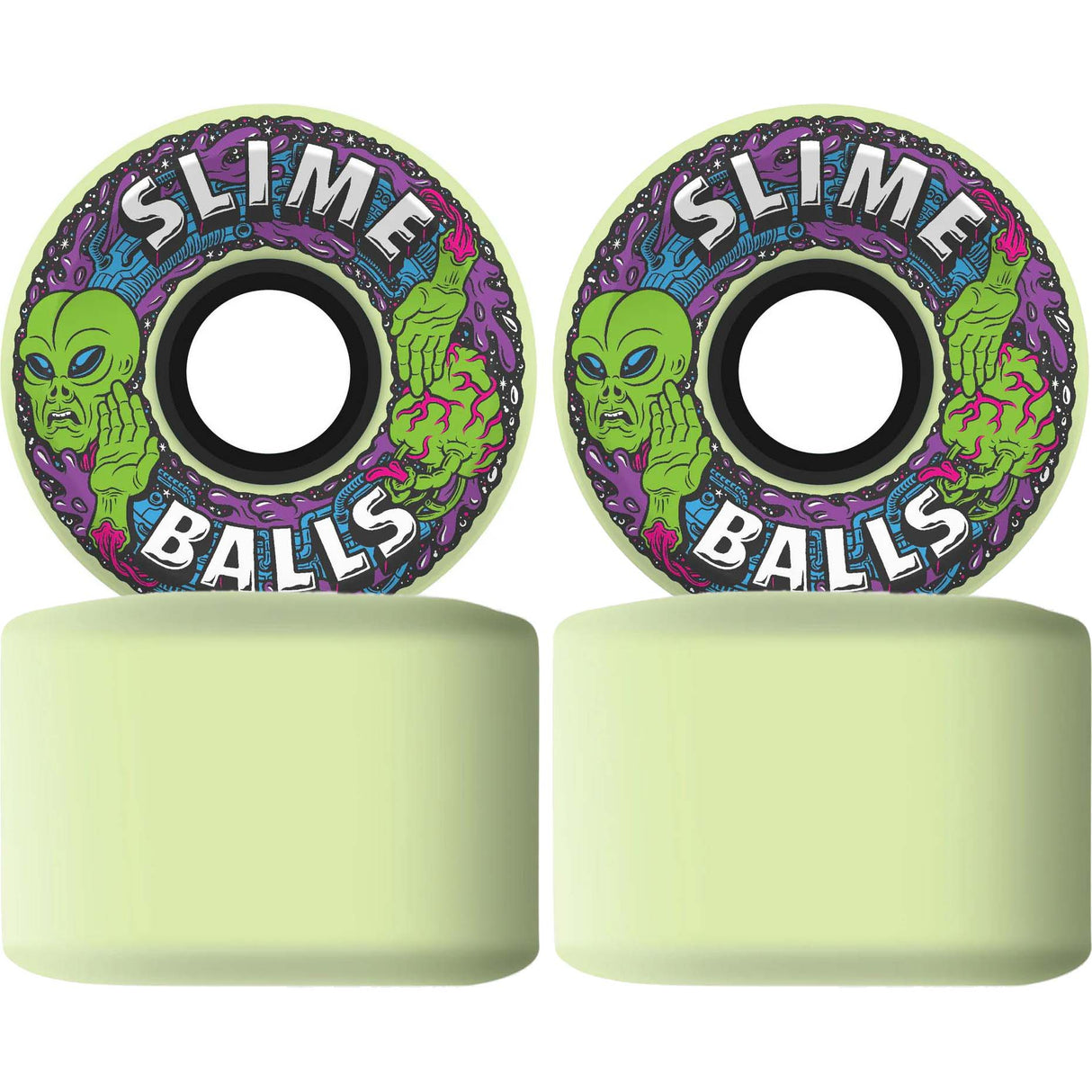 Slime Balls Alien OG Skateboard Wheels - GITD 60mm