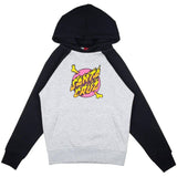 Santa Cruz Youth Crossbone Dot Raglan Hoodie - Black/Heather Grey