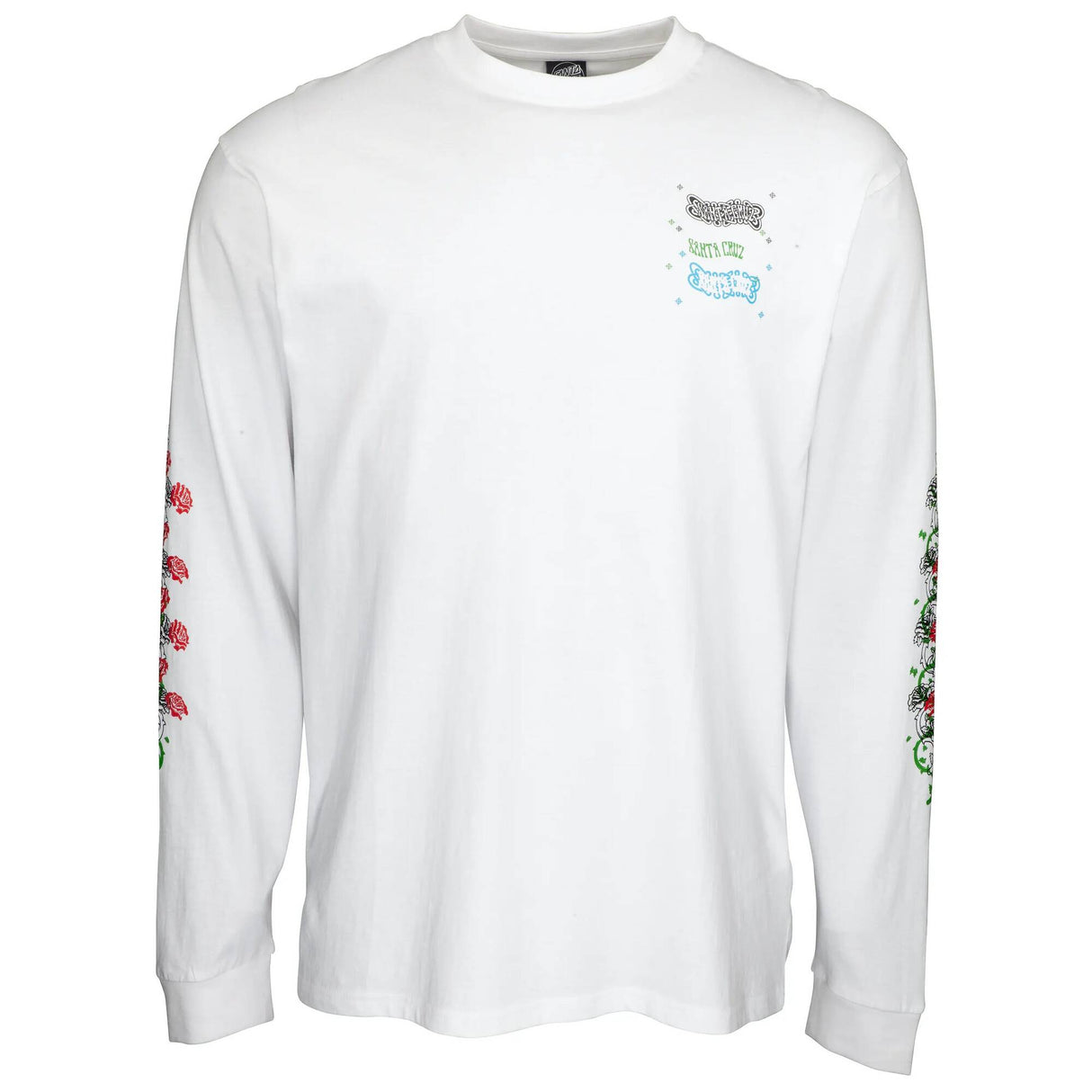 Santa Cruz Dressen Roses Long Sleeve T Shirt - White MED